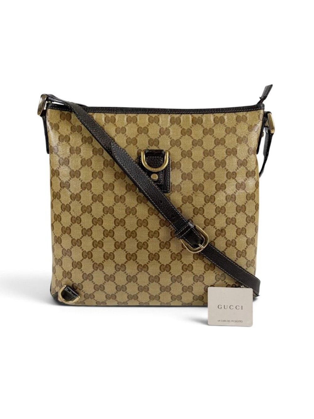Gucci Crystal Leather Cross Abbey Line GG Shoulder Bag